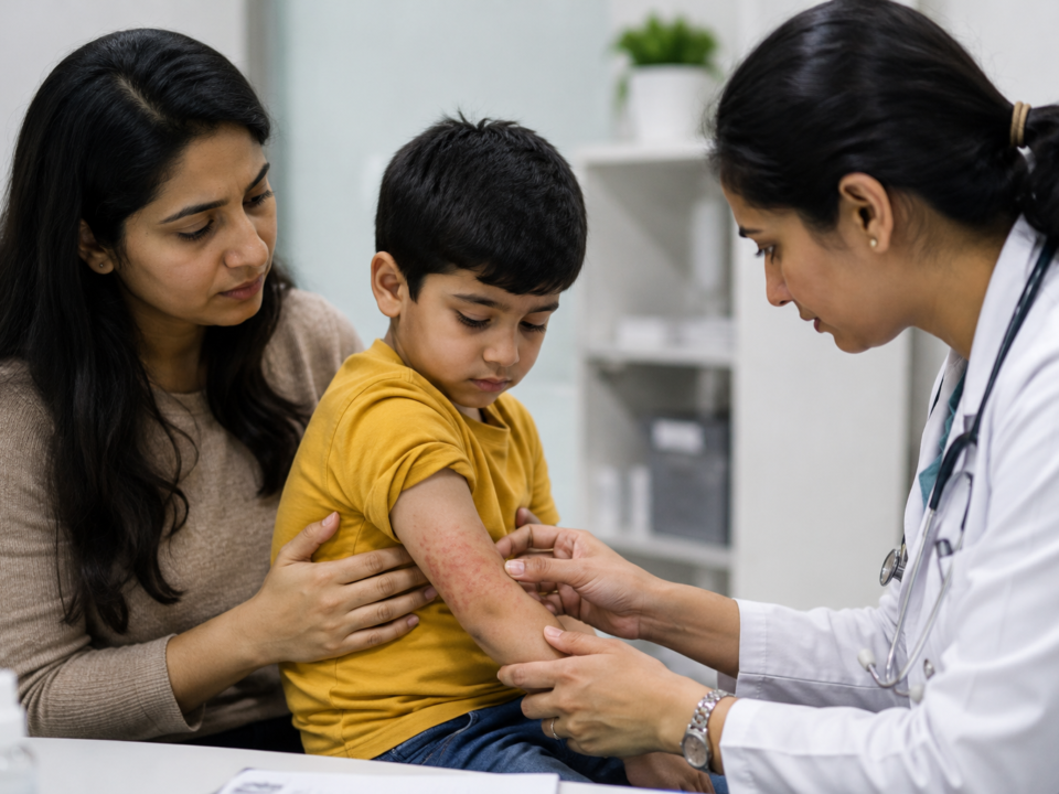 Pediatric dermatologist examining children's skin problems in Mira Road